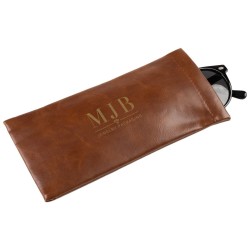 Brillen-Softetui braun mit Samtfutter 178×85×5 mm - GAF6B-M mit geprägtem MJB-Logo, Ansicht 2