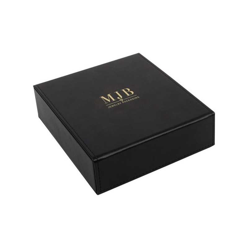 Caja para gafas negra con 3 compartimentos 162×184×52 mm - GAF8C-N con el logotipo MJB estampado, vista 3