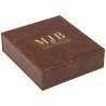 Brown Glasses Case with 3 Compartments 162×184×52 mm - GAF8C-M with the MJB logo stamped, view 1