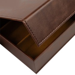 Caja para gafas marrón con 3 compartimentos 162×184×52 mm - GAF8C-M con el logotipo MJB estampado, vista 4