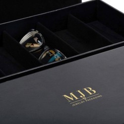Caja para gafas negra con 5 compartimentos 301×168×52 mm - GAF9C-N con el logotipo MJB estampado, vista 3