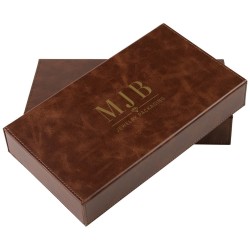 Caja para gafas marrón con 5 compartimentos 301×168×52 mm - GAF9C-M con el logotipo MJB estampado, vista 3