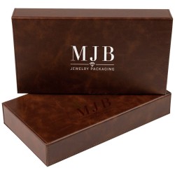 Caja para gafas marrón con 5 compartimentos 301×168×52 mm - GAF9C-M con el logotipo MJB estampado, vista 4