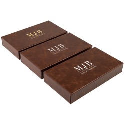 Caja para gafas marrón con 5 compartimentos 301×168×52 mm - GAF9C-M con el logotipo MJB estampado, vista 5