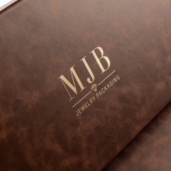 Caja para gafas marrón con 12 compartimentos 468×235×50 mm - GAF10C-M con el logotipo MJB estampado, vista 5