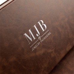 Caixa para óculos castanha com 12 compartimentos 468×235×50 mm - GAF10C-M com o logótipo MJB estampado, vista 6