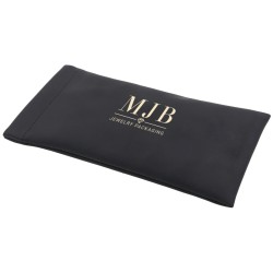Estojo flexível forrado a veludo para óculos preto 178×85×5 mm - GAF6B-N com o logótipo MJB estampado