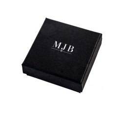 Caja para Pendientes 65×65×29 mm - WAS3-N, color negro, cerrada, logotipo plateado MyJewelBoxes