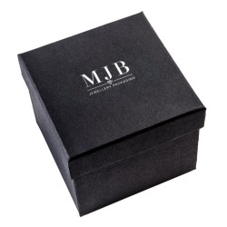 Caja para Reloj 90×90×75 mm - WAS10-N, color negro, cerrada, logotipo plateado MyJewelBoxes
