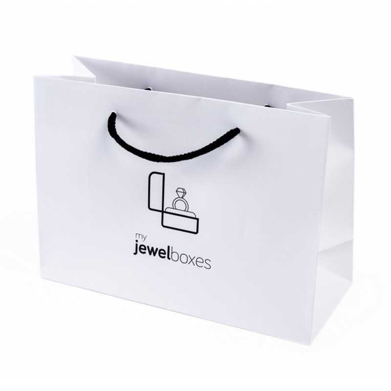 Matte Paper Bag 250x180x100 White / Black Handle