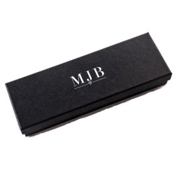 Caja para Llavero 175×60×27 mm - WAS13-N, color negro, cerrada, logotipo plateado MyJewelBoxes