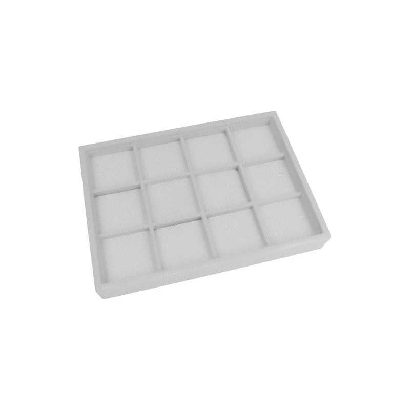 Bandeja 12 divisões com suportes de corte em H 160x225x30 mm
