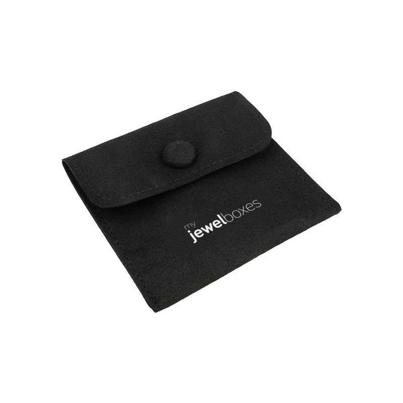 Zwart microvezel zakje met knoop en MyJewelBoxes-logo, gesloten - MF2-N 79×79 mm