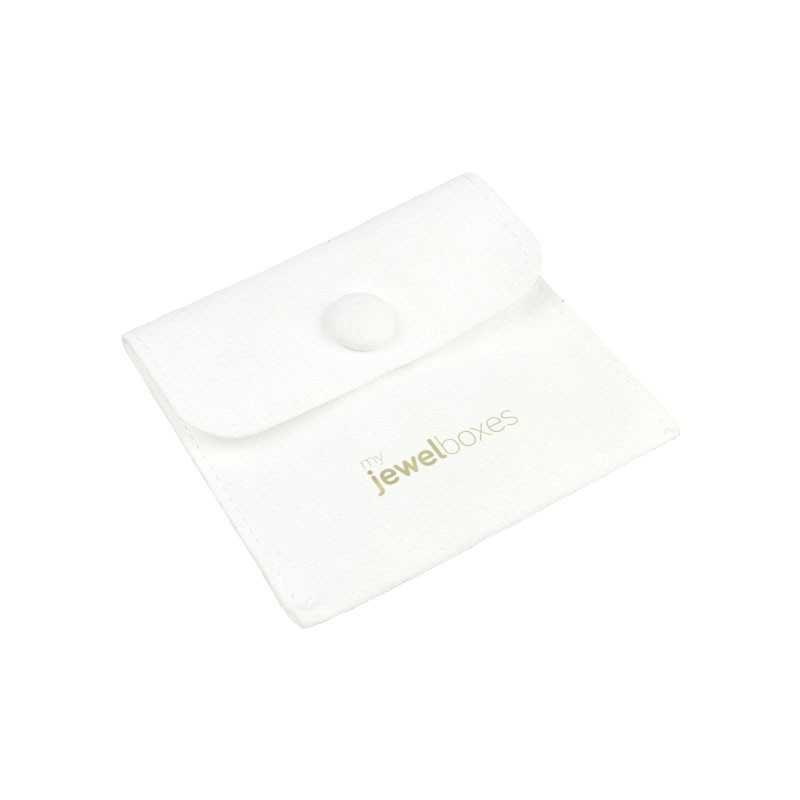 Wit microvezel zakje met knoop en MyJewelBoxes-logo, gesloten - MF2-B 79×79 mm