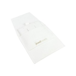 Sacchetto in microfibra con nastro bianco aperto con il supporto per orecchini omega e ciondoli - MF1-B-TMF2