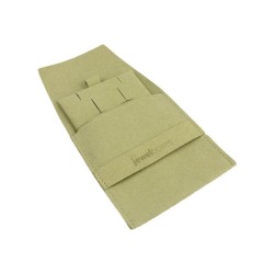Bolsa de microfibra con cinturón caqui abierta con el taco para pendientes omega y colgante dentro - MF1-CQ-TMF2