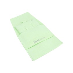 Microfibre ribbon pouch, mint, open with the pad for omega earrings and pendants inside - MF1-ME-TMF2