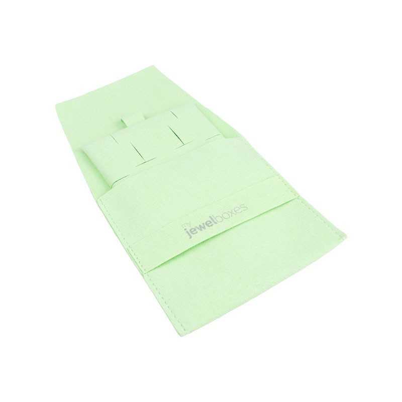 Bolsa de microfibra com fita menta aberta com o suporte para brincos ómega e pendentes - MF1-ME-TMF2