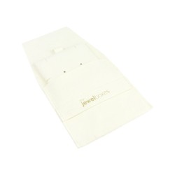 Bolsa de microfibra con cinturón marfil abierta con el taco para pendientes y colgante dentro - MF1-MR-TMF1
