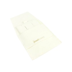 Sacchetto in microfibra con nastro avorio aperto con il supporto per orecchini omega e ciondoli - MF1-MR-TMF2