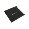 Microfibre ribbon pouch, black, closed, with MyJewelBoxes logo - MF1-N-TMF2 79×79 mm
