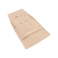 Microfibre ribbon pouch, nude, open with the pad for earrings and pendants inside - MF1-NU-TMF1