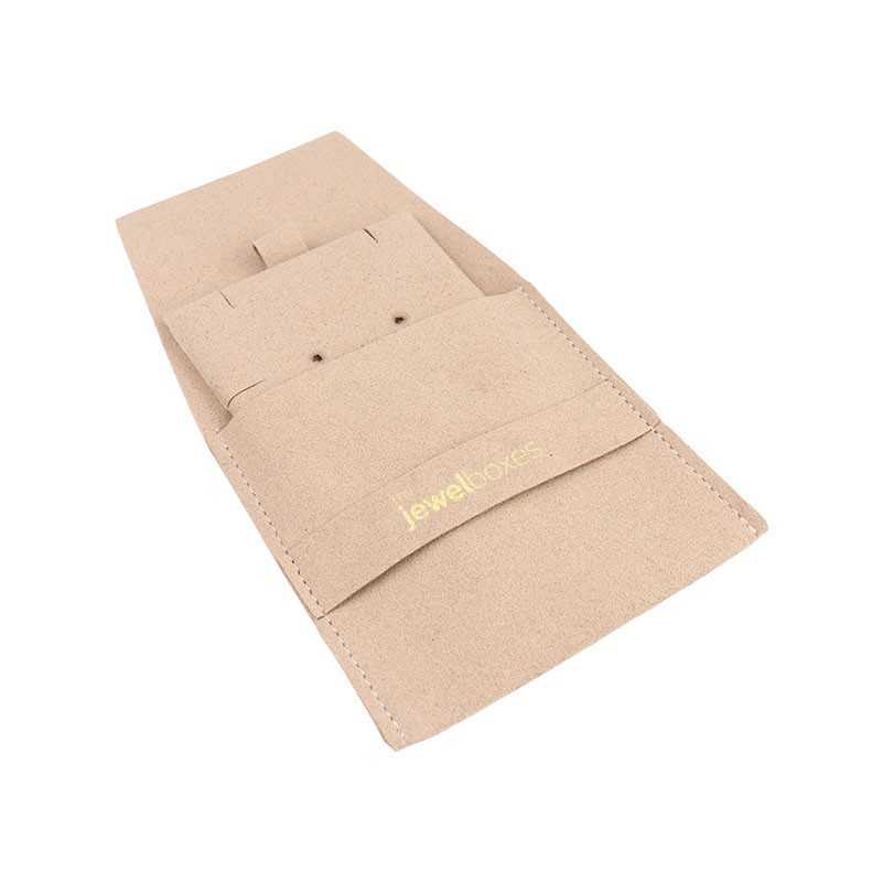 Bolsa de microfibra con cinturón nude abierta con el taco para pendientes y colgante dentro - MF1-NU-TMF1