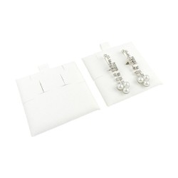 Supporto in microfibra bianco per orecchini omega e ciondoli con gioiello - MF2-B-TMF2 62×62 mm