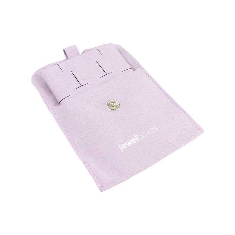 Microfibre button pouch, lilac, open with the pad for omega earrings and pendants inside - MF2-LI-TMF2