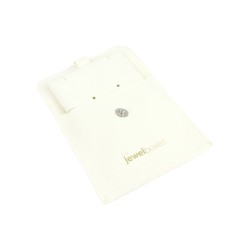 Bolsa de microfibra com botão marfim aberta com o suporte para brincos e pendentes - MF2-MR-TMF1
