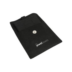 Microfibre button pouch, black, open with the pad for omega earrings and pendants inside - MF2-N-TMF2