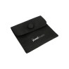 Microfibre button pouch, black, closed, with MyJewelBoxes logo - MF2-N-TMF1 79×79 mm