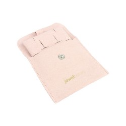 Microfibre button pouch, dusty pink, open with the pad for omega earrings and pendants inside - MF2-RE-TMF2