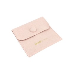 Bolsa de microfibra com botão rosa velho fechada com logótipo MyJewelBoxes - MF2-RE-TMF2 79×79 mm