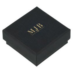 Caja Washington para Joyería pendientes 50x50x23 mm · Negro · al por Mayor · PMWAS0-N, cerrada, logotipo dorado MyJewelBoxes