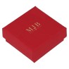 Oorbellendoosje 50×50×23 mm - WAS0-R, rood, gesloten, goudkleurig MyJewelBoxes-logo