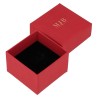 Caja para Anillo 51×51×33 mm - WAS2-R, color rojo, abierta, logotipo dorado MyJewelBoxes