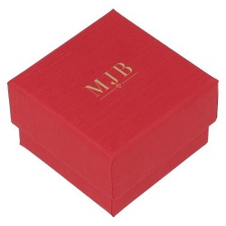 Caja para Anillo 51×51×33 mm - WAS2-R, color rojo, cerrada, logotipo dorado MyJewelBoxes