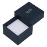 Caja para Anillo 51×51×33 mm - WAS2-A, color azul, abierta, logotipo plateado MyJewelBoxes