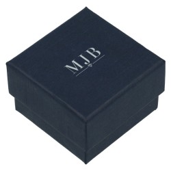 Caja para Anillo 51×51×33 mm - WAS2-A, color azul, cerrada, logotipo plateado MyJewelBoxes