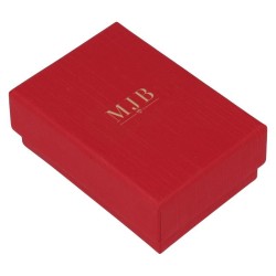 Oorbellendoosje 50×70×25 mm - WAS4-R, rood, gesloten, goudkleurig MyJewelBoxes-logo