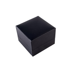 Écrin à bijoux en similicuir noir pour bague, fermé - MIS10P 70×70×50 mm