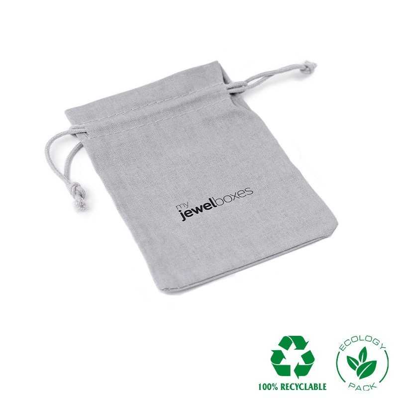 Pochon en coton gris moyen 95×120 mm BAL12G | MyJewelBoxes