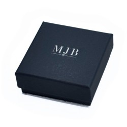 Caja para Pendientes 65×65×29 mm - WAS3-A, color azul, cerrada, logotipo plateado MyJewelBoxes