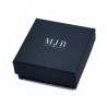 Caja para Pendientes 65×65×29 mm - WAS3-A, color azul, cerrada, logotipo plateado MyJewelBoxes