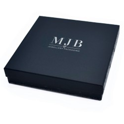 Groot kettingdoosje 167×167×32 mm - WAS11-A, blauw, gesloten, zilverkleurig MyJewelBoxes-logo