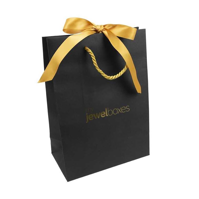 Gold Cord Bag 180x250x100 Black | MyJewelBoxes