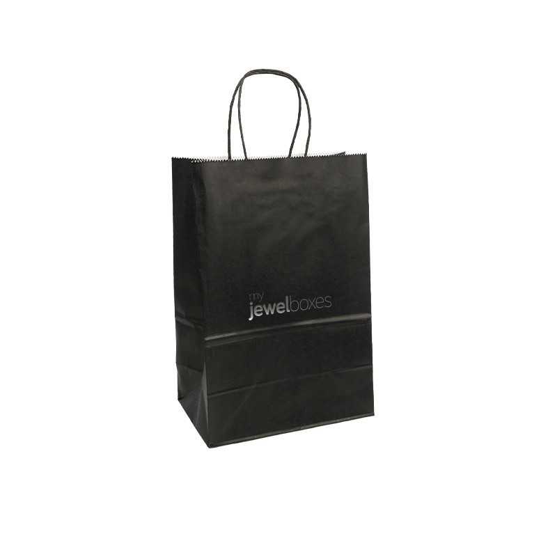 Budget Paper Bag 220x320x120 Black Printed | MyJewelBoxes