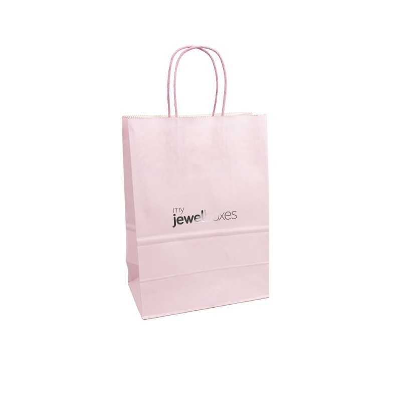 Budget Paper Bag 220x320x120 Pink Printed | MyJewelBoxes
