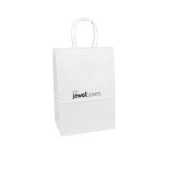 Budget Paper Bag 220x320x120 White Printed | MyJewelBoxes